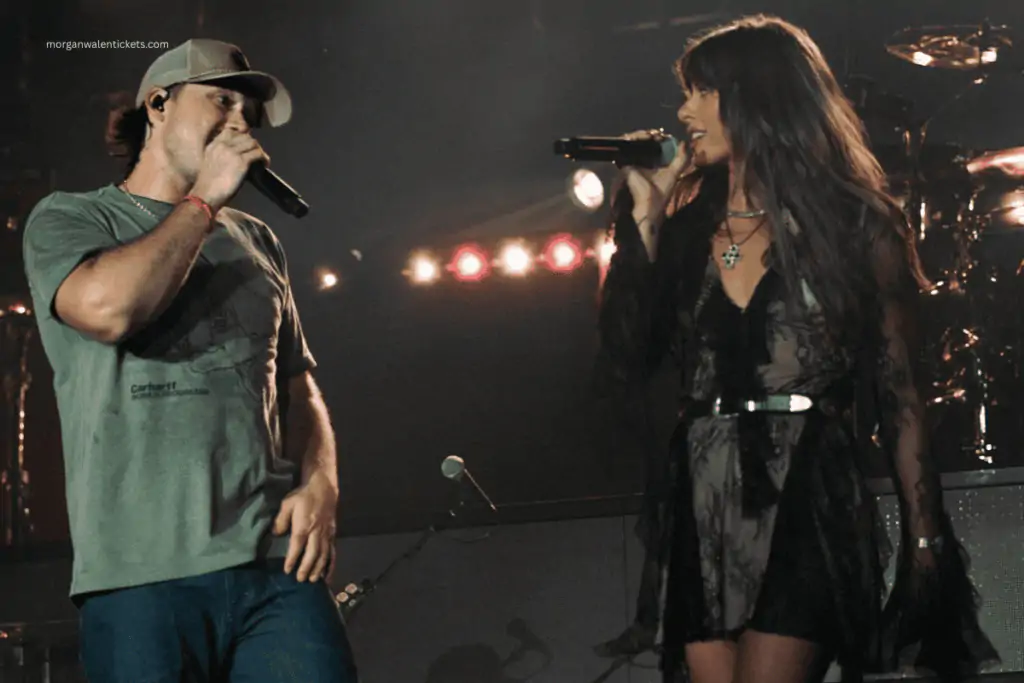 Morgan Wallen on stage with Ella Langley