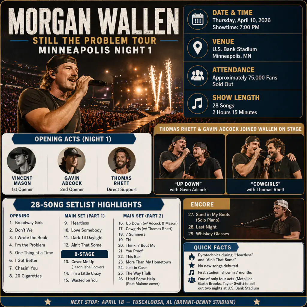 Morgan Wallen Opens Still The Problem Tour in Minneapolis: Full Concert Review 2 Morgan Wallen Still The Problem Tour, Minneapolis Night 1 review infographic
